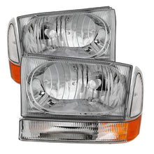Load image into Gallery viewer, Xtune Ford F250/350/450 Superduty 99-04 Crystal Headlights w/ Bumper Lights HD-JH-FF25099-AM-C - Black Ops Auto Works