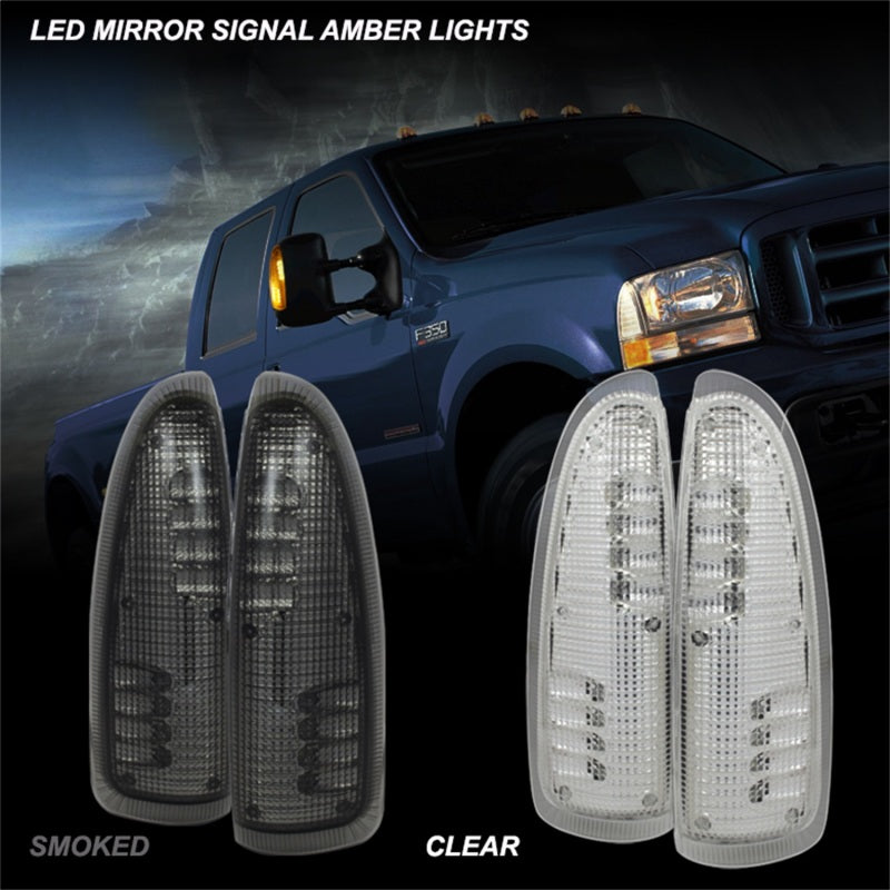 xTune Ford Superduty F250-F650 03-07 Amber LED Mirror Signal Lens - Smoke ACC-LED-FDSD99-MR-SM - Black Ops Auto Works