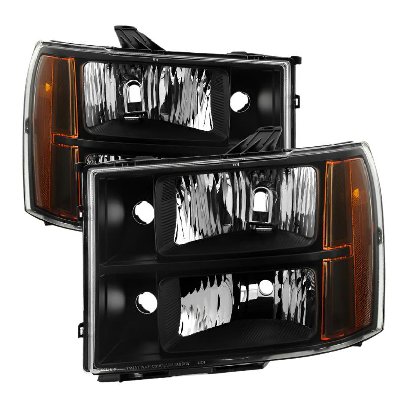 Xtune GMC Sierra 07-13 Crystal Headlights Black HD-JH-GSIE07-AM-BK - Black Ops Auto Works
