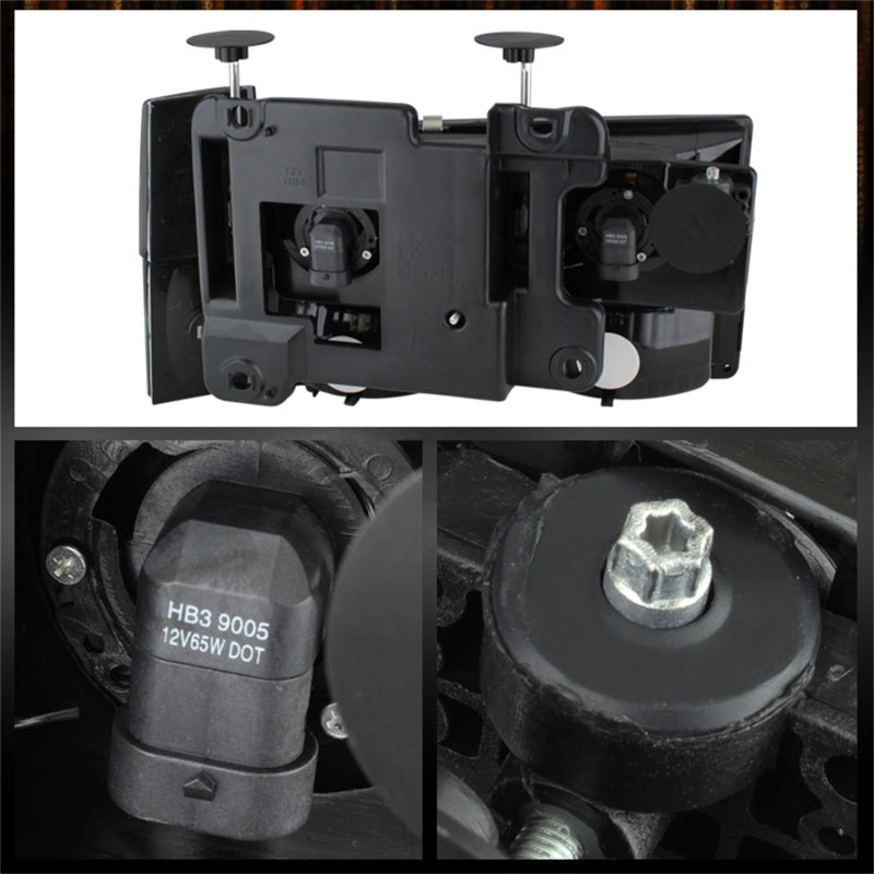 Xtune GMC Yukon 92-93 Crystal Headlights w/ Corner & Bumper Black HD-JH-GMCCK88-AM-BK-SET - Black Ops Auto Works