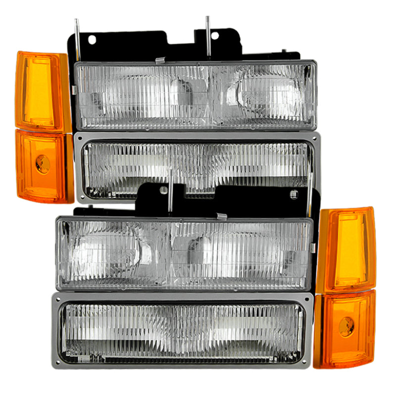 Xtune GMC Yukon 94-99 Headlights w/ Corner & Parking Lights 8pcs Sets - OEM HD-JH-GCK94-OE-C-SET - Black Ops Auto Works