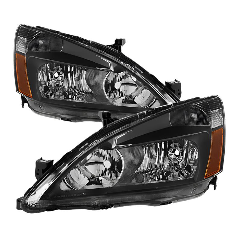 Xtune Honda Accord 03-07 Amber Crystal Headlights Black HD-JH-HA03-AM-BK - Black Ops Auto Works