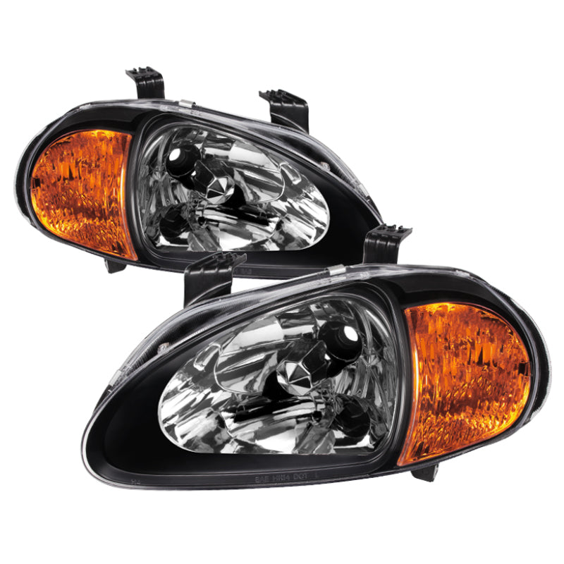 Xtune Honda Del Sol 93-97 1Pc Amber Crystal Headlights Black HD-ON-HDEL93-1P-AM-BK - Black Ops Auto Works