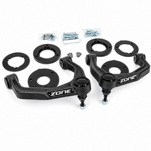 Load image into Gallery viewer, Zone Offroad front leveling kit for Chevy GMC 1500 AT4X and Silverado ZR2 with billet aluminum spacers and hardware