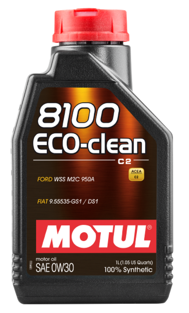 Motul 1L Synthetic Engine Oil 8100 Eco-Clean 0W30 12X1L - C2/API SM/ST.JLR 03.5007 - 1L - Black Ops Auto Works