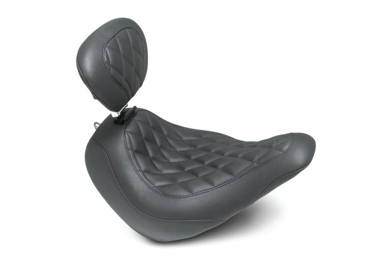 Mustang 18-21 Harley Low Rider, Sport Glide Wide Tripper Solo Seat w/DBR Diamond Stitch - Black Mustang Motorcycle