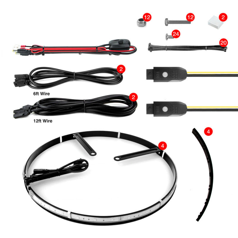 XK Glow Adjustable Wheel Ring Light Kit XKchrome App controlled w/ Turn Signal Function 4pc 15-18In-Light Accessories and Wiring-XKGLOW