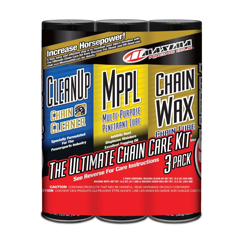 Maxima Chain Wax Ultimate Chain Care Combo Kit 3-Pack Aerosol-Chain Oils and Cleaners-Maxima
