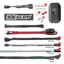 Load image into Gallery viewer, XK Glow Flex Strip Million Color XKCHROME Smartphone App Undercar Kit 8x24In Slim Tube + 6x10In-Light Accessories and Wiring-XKGLOW