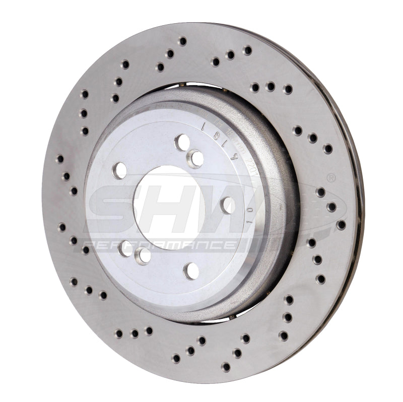 SHW 06-08 BMW Z4 3.2L Left Rear Cross-Drilled Lightweight Brake Rotor (34212282303) SHW Performance