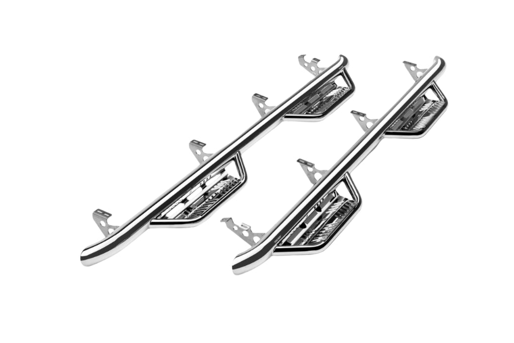 N-Fab Podium SS 15.5-17 Dodge Ram 1500 Quad Cab 6.4ft Standard Bed - Polished Stainless - 3in-Side Steps-N-Fab