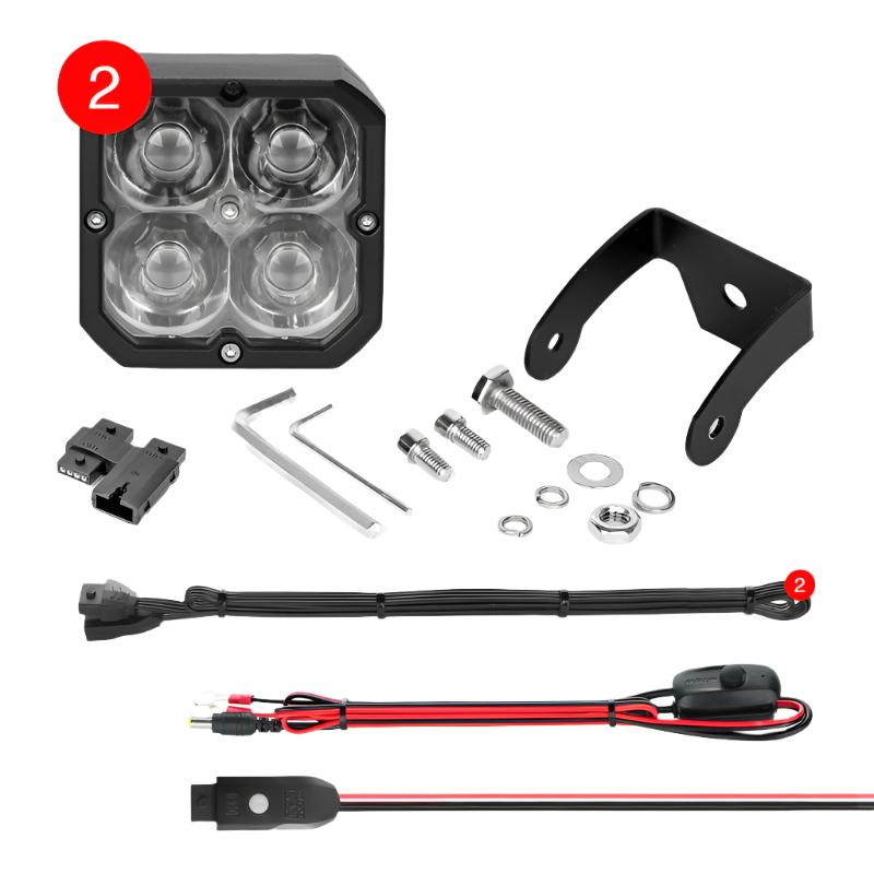 XK Glow XKchrome 20w LED Cube Light w/ RGB Accent Light Kit w/ Controller- Spot Beam 2pc-Light Accessories and Wiring-XKGLOW