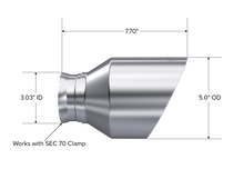 Load image into Gallery viewer, MBRP 15-23 Dodge Charger 5.7L/6.2L/6.4L T304 3in ID / 5in OD Out / 8in Length Angle Cut SS Tip-Tips-MBRP