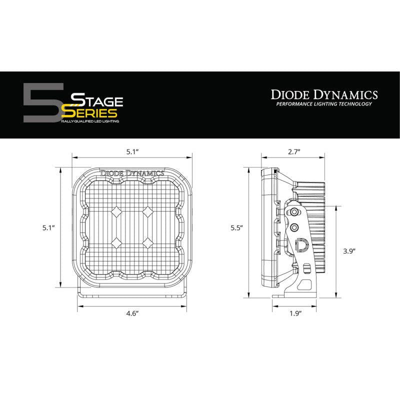 Diode Dynamics SS5 LED Pod Pro - Yellow Combo (Pair)-Light Accessories and Wiring-Diode Dynamics-691025935080-