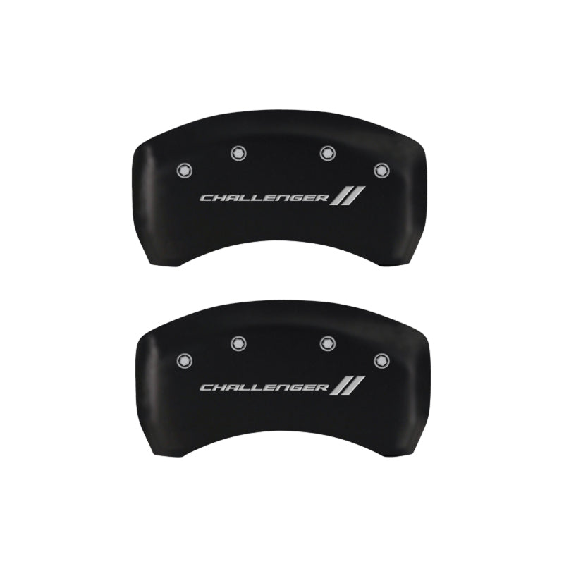 MGP 4 Caliper Covers Engraved Front & Rear With stripes/Challenger Red finish silver ch-Caliper Covers-MGP