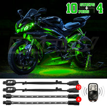 Load image into Gallery viewer, XK Glow Strips Single Color XKGLOW LED Accent Light Motorcycle Kit Green - 10xPod + 4x8In-Light Accessories and Wiring-XKGLOW
