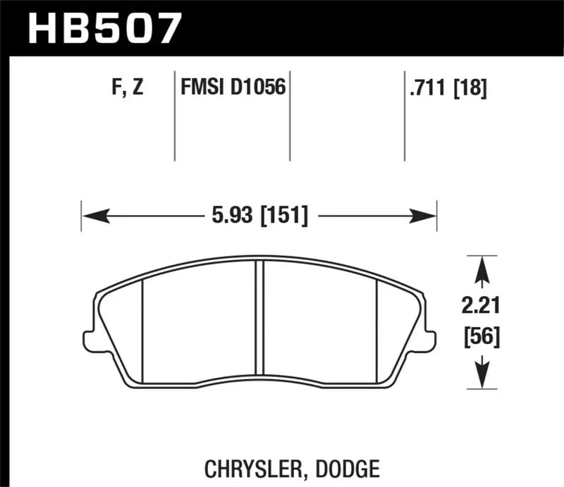 Hawk 09-10 Dodge Challenger SE/06-10 Charger SE/05-10 Chrysler 300 HPS Street Front Brake Pads Hawk Performance