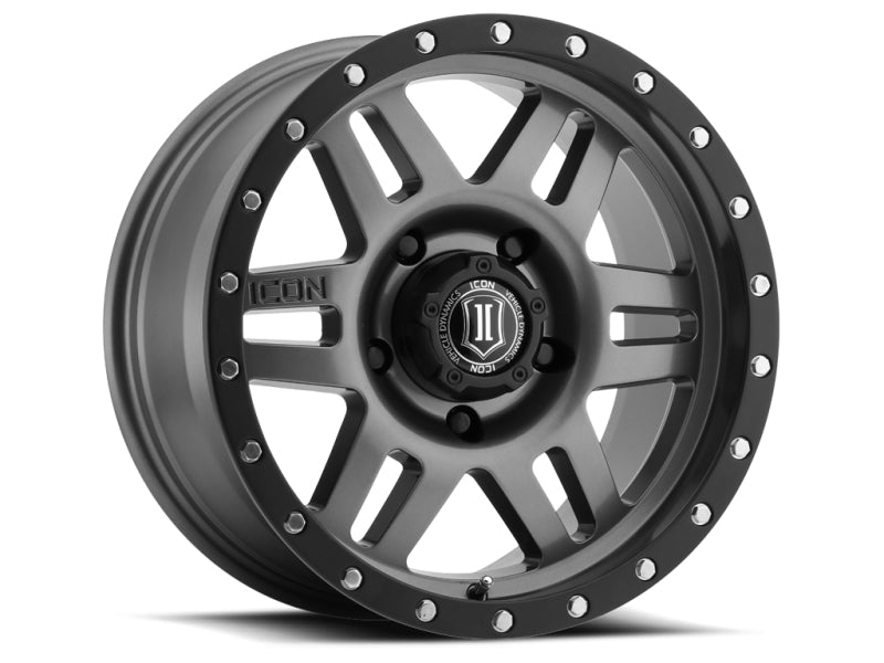 ICON Six Speed 17x8.5 5x150 25mm Offset 5.75in BS 116.5mm Bore Gun Metal Wheel-Wheels - Cast-ICON