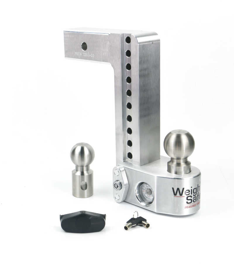 Weigh Safe 10in Drop Hitch w/Built-in Scale & 2.5in Shank (10K/18.5K GTWR) - Aluminum-Hitch Ball Mounts-Weigh Safe