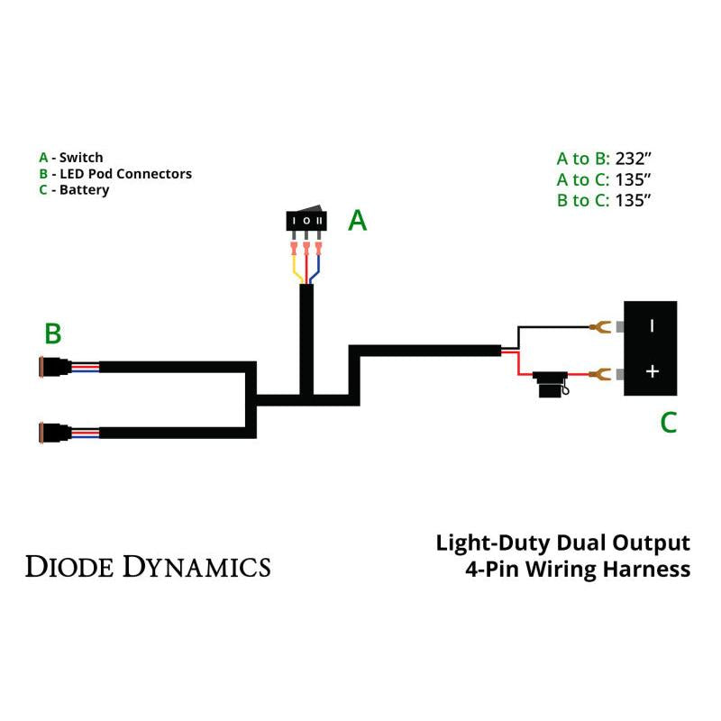 Diode Dynamics Light Duty Dual Output 3-way 4-pin Wiring Harness-Light Accessories and Wiring-Diode Dynamics