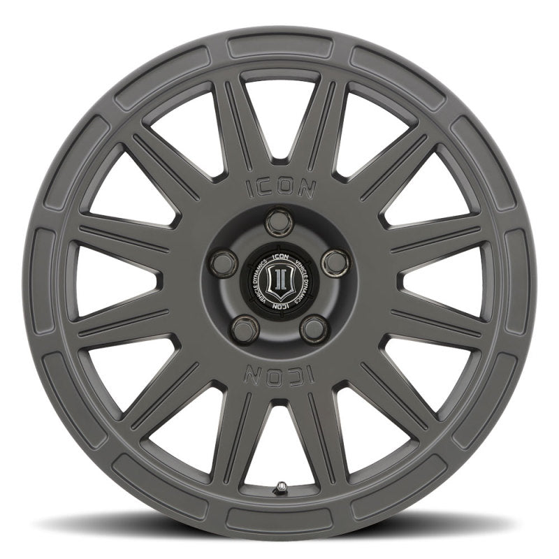 ICON Ricochet 17x8 5x4.5 38mm Offset 6in BS Satin Black Wheel ICON