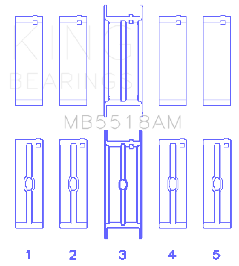 King AMC / Jeep 390 & 401 (Undersize 0.10IN) Crankshaft Main Bearing Set-Bearings-King Engine Bearings