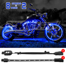 Load image into Gallery viewer, XK Glow Single Color XKGLOW LED Accent Light Motorcycle Kit Blue - 8xPod + 2x8InStrips-Light Accessories and Wiring-XKGLOW
