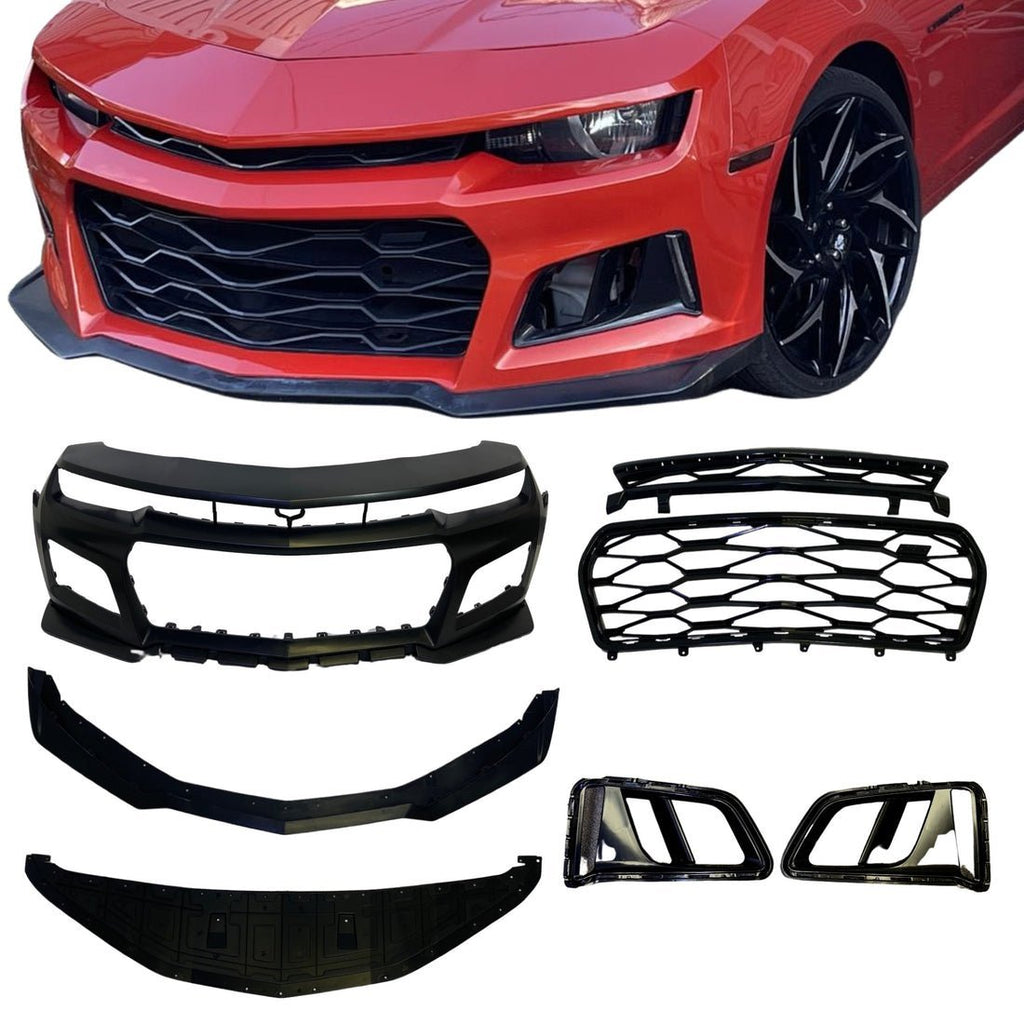 2010-2015 Camaro ZL1 Front Bumper Conversion 7pcs Flat BLK - Black Ops Auto Works