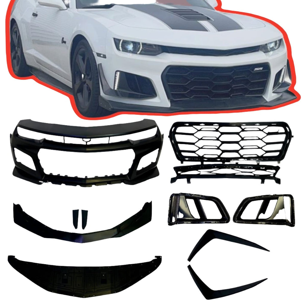 2010-2015 Chevy Camaro ZL1 1LE Track Package Front Bumper Conversion 11pcs Flat BLK - Black Ops Auto Works