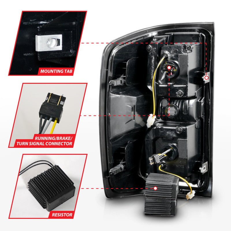 ANZO 15-19 Chevrolet Silverado 2500 HD/3500 HD LED Taillight w/ Sequential Black Housing/Smoke Lens-Tail Lights-ANZO