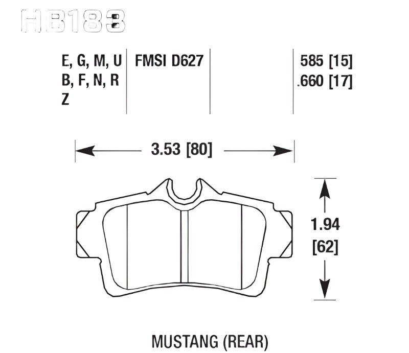 Hawk 01 Ford Mustang Bullitt / 94, 96-99, 01, 03-04 Cobra / 03-04 Mach 1 DTC-60 Race Rear Brake Pads Hawk Performance