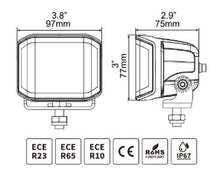 Load image into Gallery viewer, Go Rhino Xplor Blackout Combo Series Cube Sideline LED Spot Lights w/ Amber 4x3 - Blk (Pair) Go Rhino