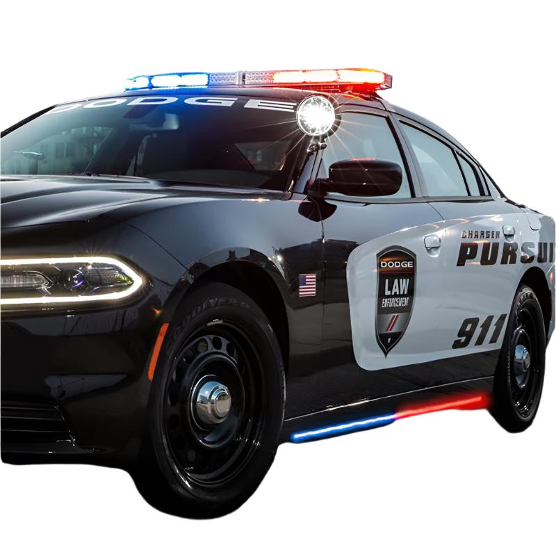 Putco 11-23 Dodge Charger Police Pursuit Blade Rocker Kits Sideliners - Red/Blue w/ White Override-Light Mounts-Putco