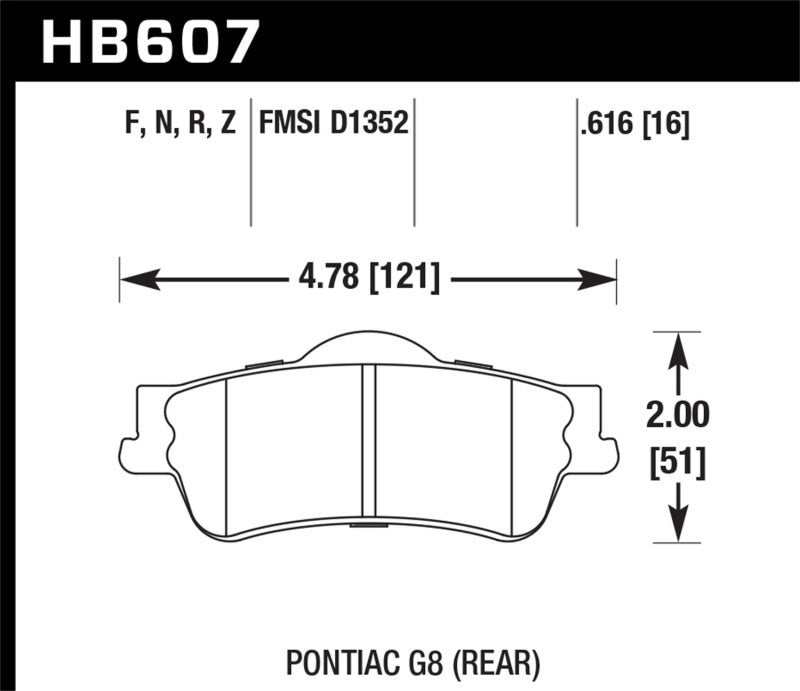 Hawk 08-09 Pontiac G8 3.6 Base/6.0 Performance Ceramic Street Rear Brake Pads Hawk Performance