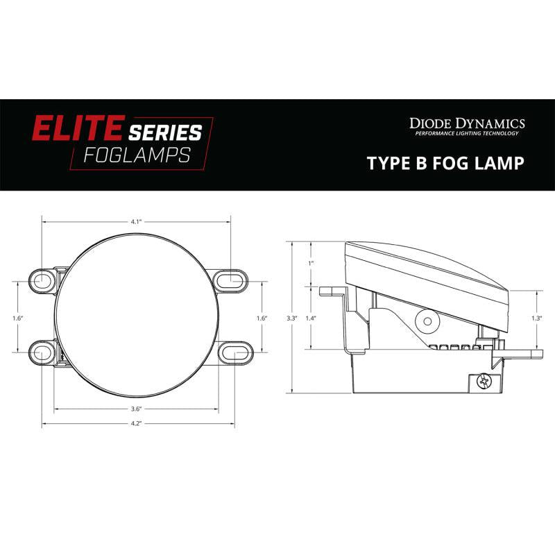 Diode Dynamics Elite Series Type B Fog Lamps - Yellow (Pair)-Fog Lights-Diode Dynamics-195995127327-