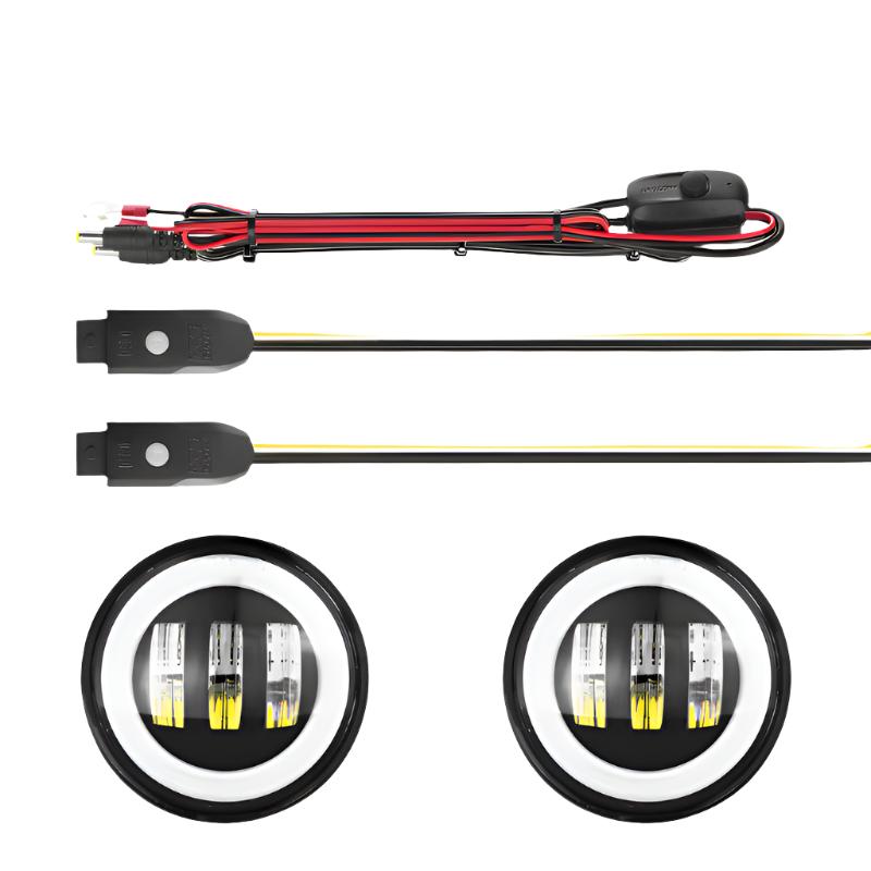 XK Glow 4In JL Black RGB LED Jeep Wrangler Fog Light XKchrome Bluetooth App Controlled Kit-Light Accessories and Wiring-XKGLOW