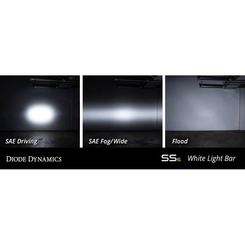 Diode Dynamics 6 In LED Light Bar Single Row Straight SS6 - White Wide Light Bar (Pair)-Light Bars & Cubes-Diode Dynamics