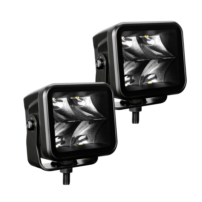 Go Rhino Xplor Blackout Series Cube LED Spot Light Kit (Surface/Threaded Stud Mnt) 2x2 - Blk (Pair) Go Rhino