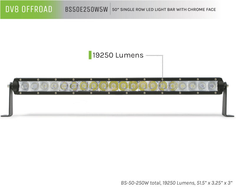 DV8 Offroad 50in Light Bar Slim 250W Spot 5W CREE LED - Black DV8 Offroad