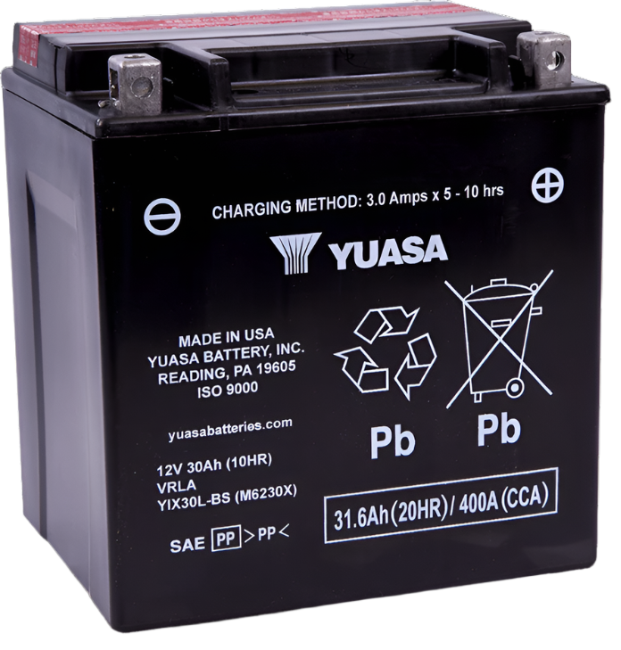 Yuasa YIX30L-BS-PW High Performance Maintenance Free AGM 12 Volt Battery (Bottle Supplied)-Batteries-Yuasa Battery