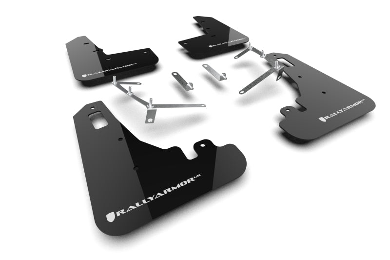 Rally Armor 2022+ Subaru BRZ / 2022+ Toyota GR86 Black UR Mud Flap w/ White Logo-Mud Flaps-Rally Armor