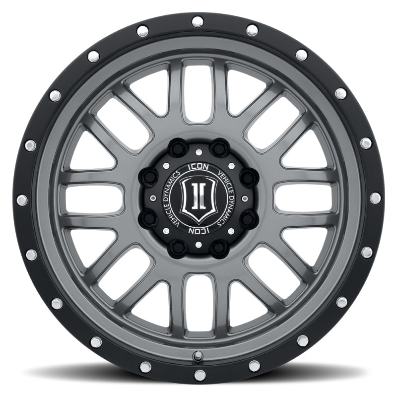 ICON Alpha 20x9 8x170 0mm Offset 5in BS 125.2mm Bore Gun Metal Wheel ICON