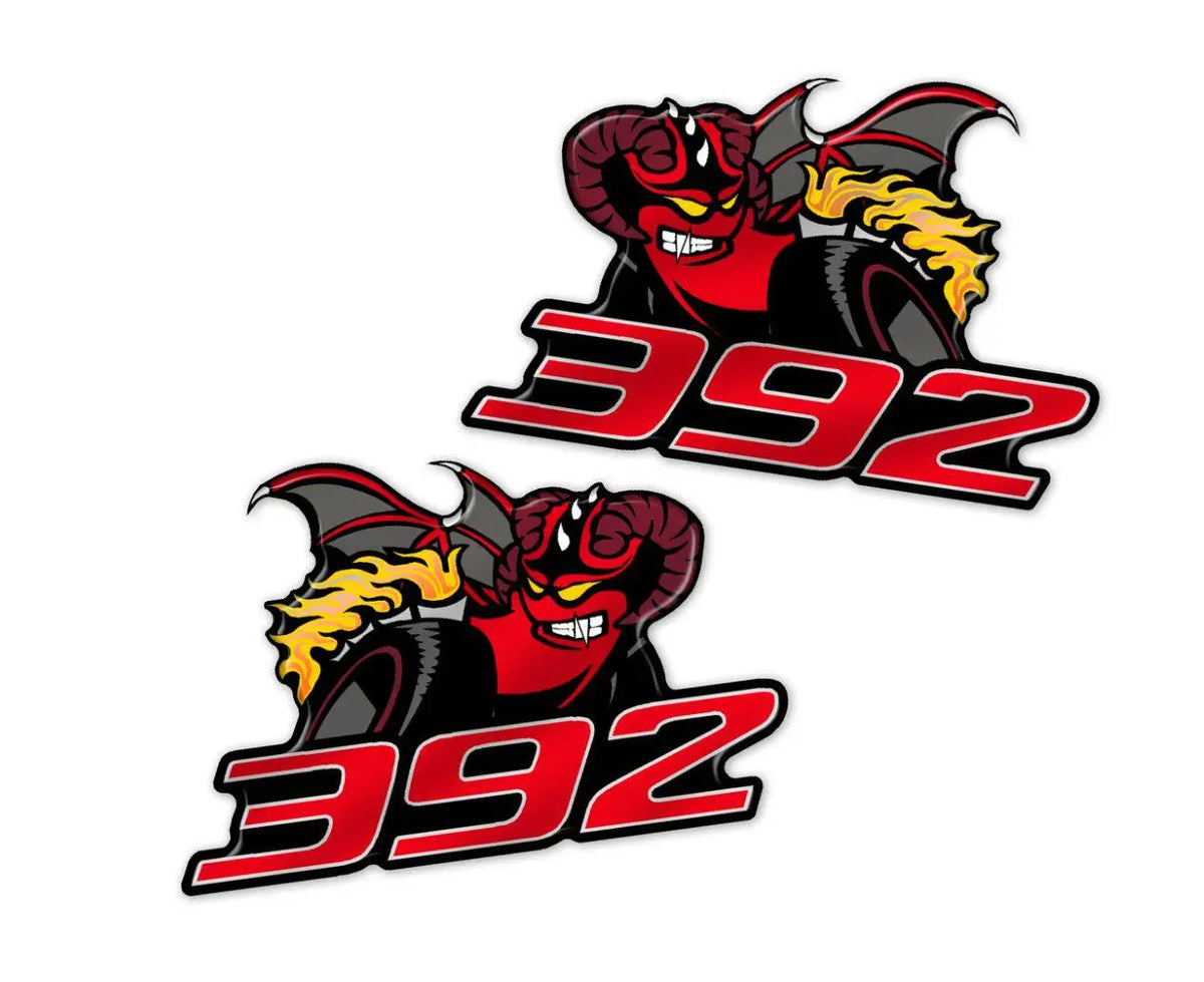 392 Demon Pack Fender Badge - 2-Piece Set in 12 Colors - Easy Peel
