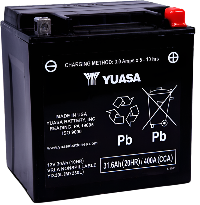 Yuasa YIX30L Maintenance Free AGM 12 Volt Battery-Batteries-Yuasa Battery
