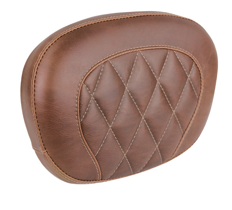 Mustang 97-23 Harley Touring Sissy Bar Pad (12 inch x 9 inch) Diamond Stitch - Brown Mustang Motorcycle