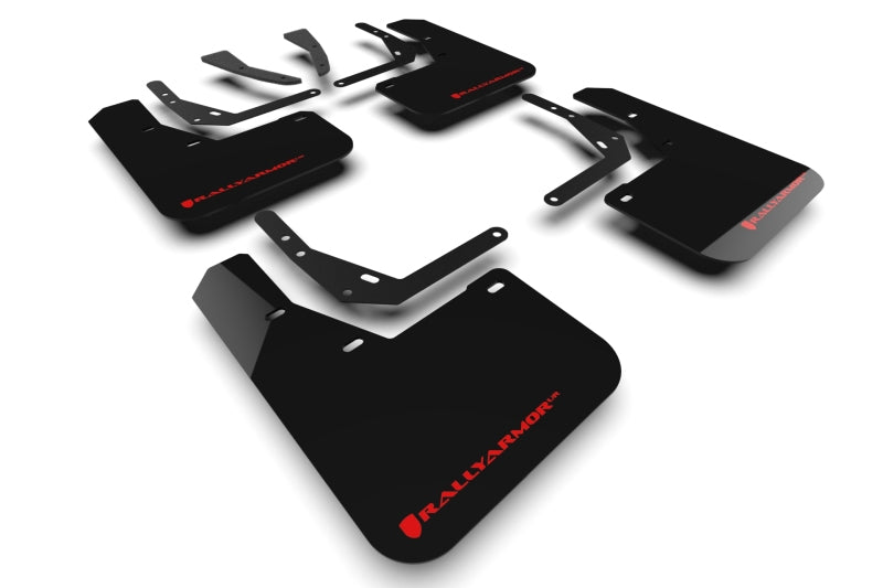 Rally Armor 2024 Hyundai Kona EV Black UR Mud Flap - Red Logo-Mud Flaps-Rally Armor