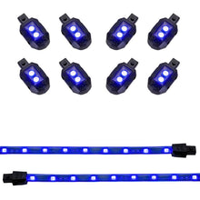 Load image into Gallery viewer, XK Glow Single Color XKGLOW LED Accent Light Motorcycle Kit Blue - 8xPod + 2x8InStrips-Light Accessories and Wiring-XKGLOW