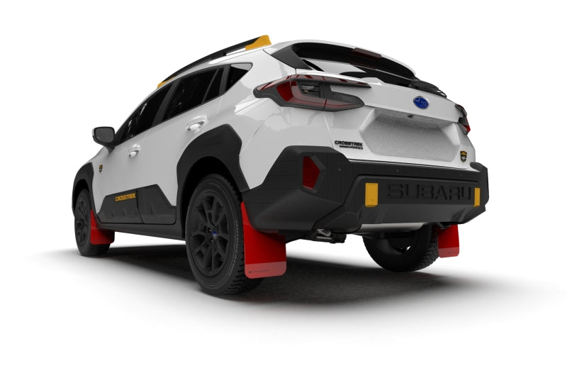 Rally Armor - 2024 Subaru Crosstrek (Wilderness Only) Red UR Mud Flap W/White Logo - No Drilling Req-Mud Flaps-Rally Armor