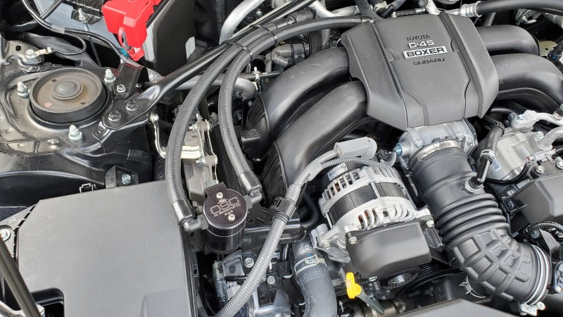 J&L 22-23 Subaru BRZ/GR86 2.4L Passenger Side Oil Separator 3.0 - Black Anodized-Oil Separators-J&L
