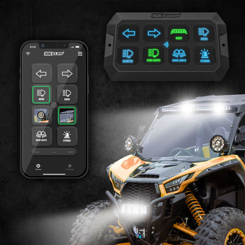 XK Glow XKcommand Bluetooth Switch Panel for Lights 12V Accessory Offroad-Switch Panels-XKGLOW
